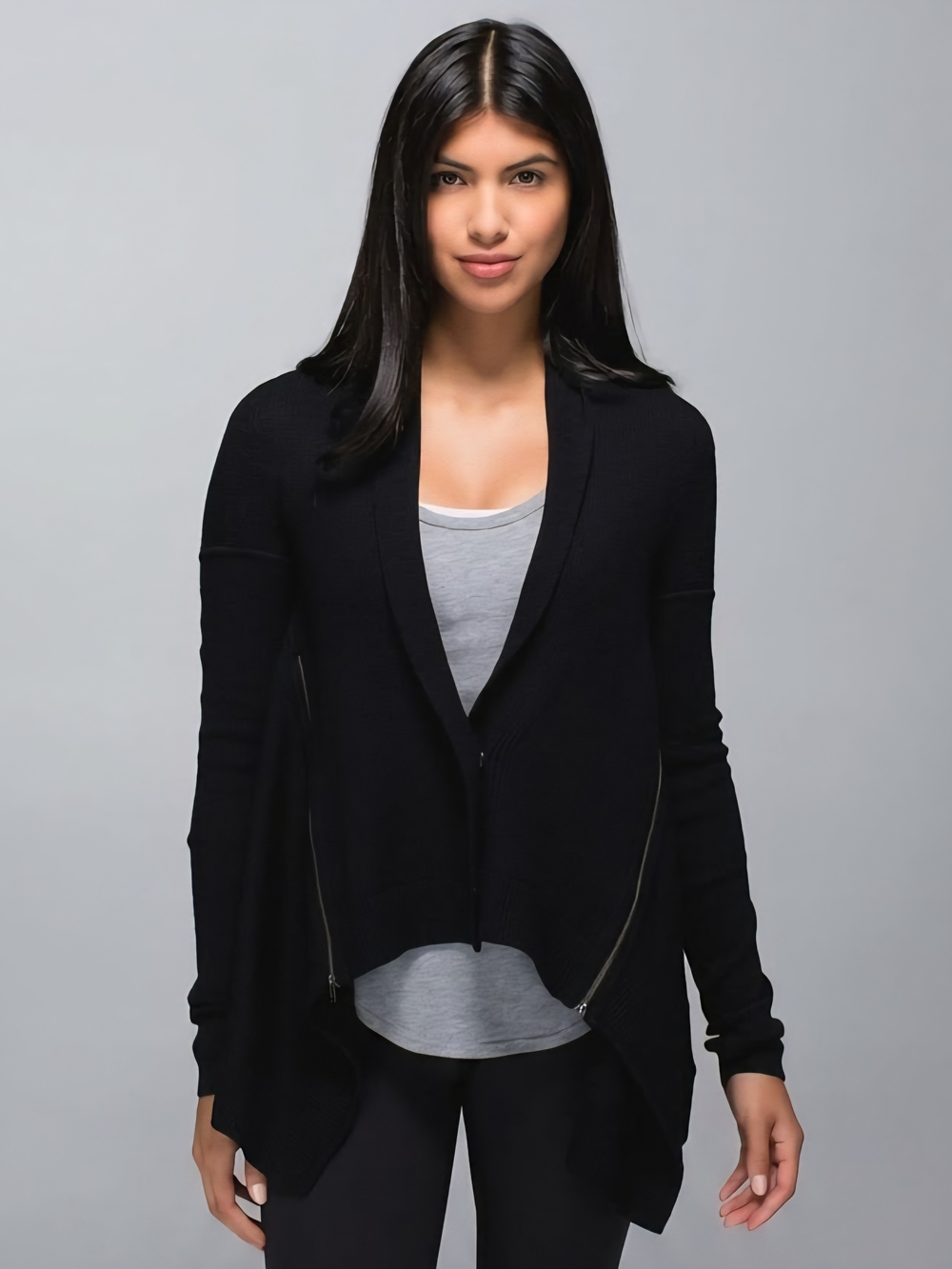 LULULEMON Wrap It Up Sz 4-6 Merino Wool Sweater Black Athleisure Cozy Knit